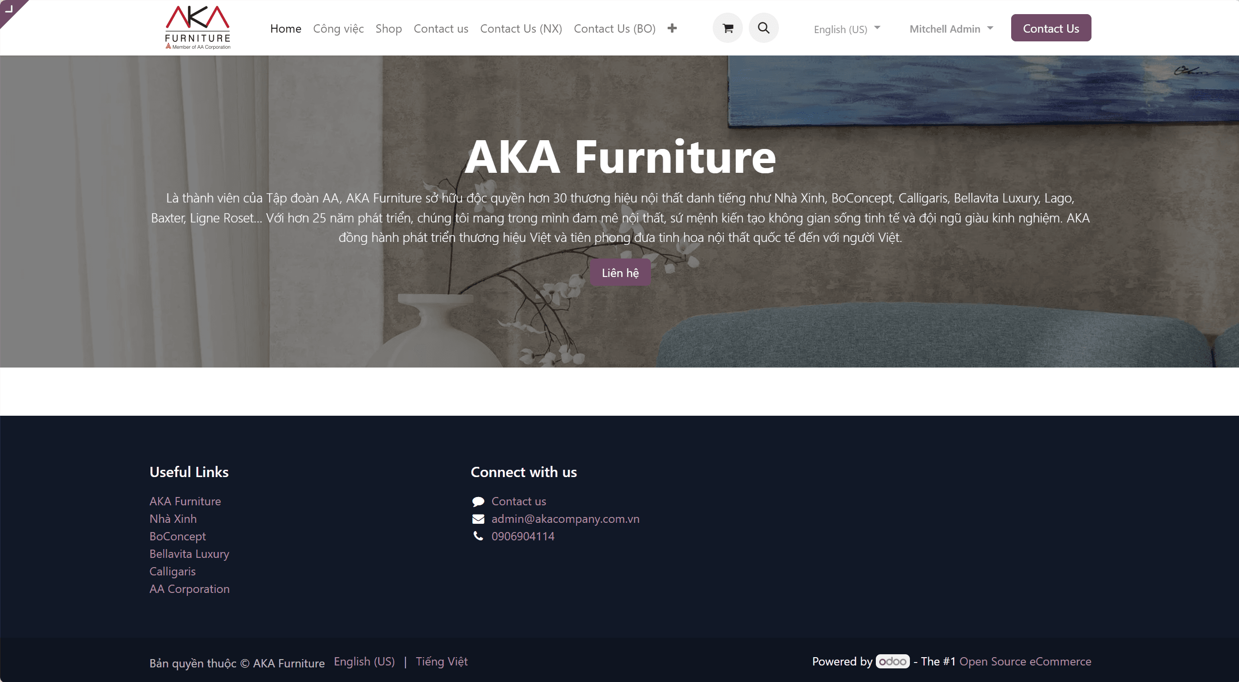 Public AKA Furniture website supplied by the portfolio owner, not the internal ERP interface